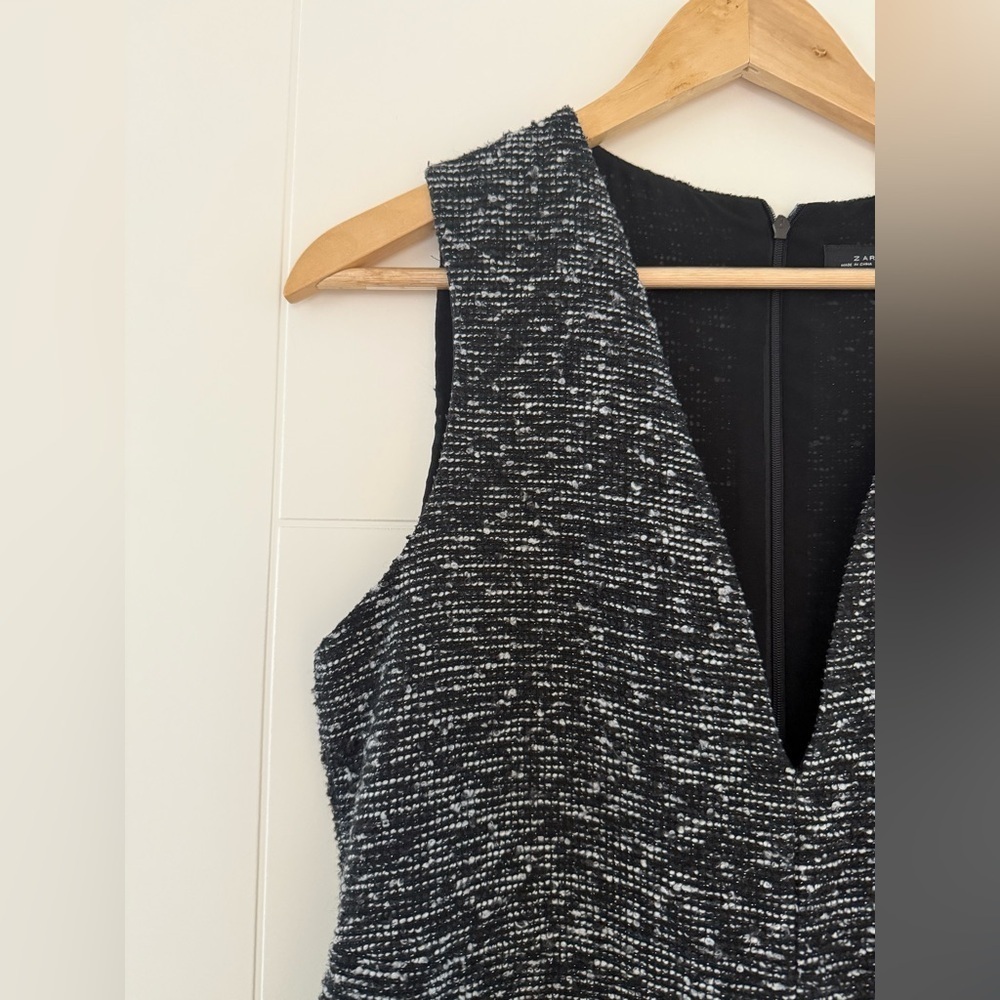 Zara Black & White Tweed Jumpsuit, size medium. - Picture 5 of 10